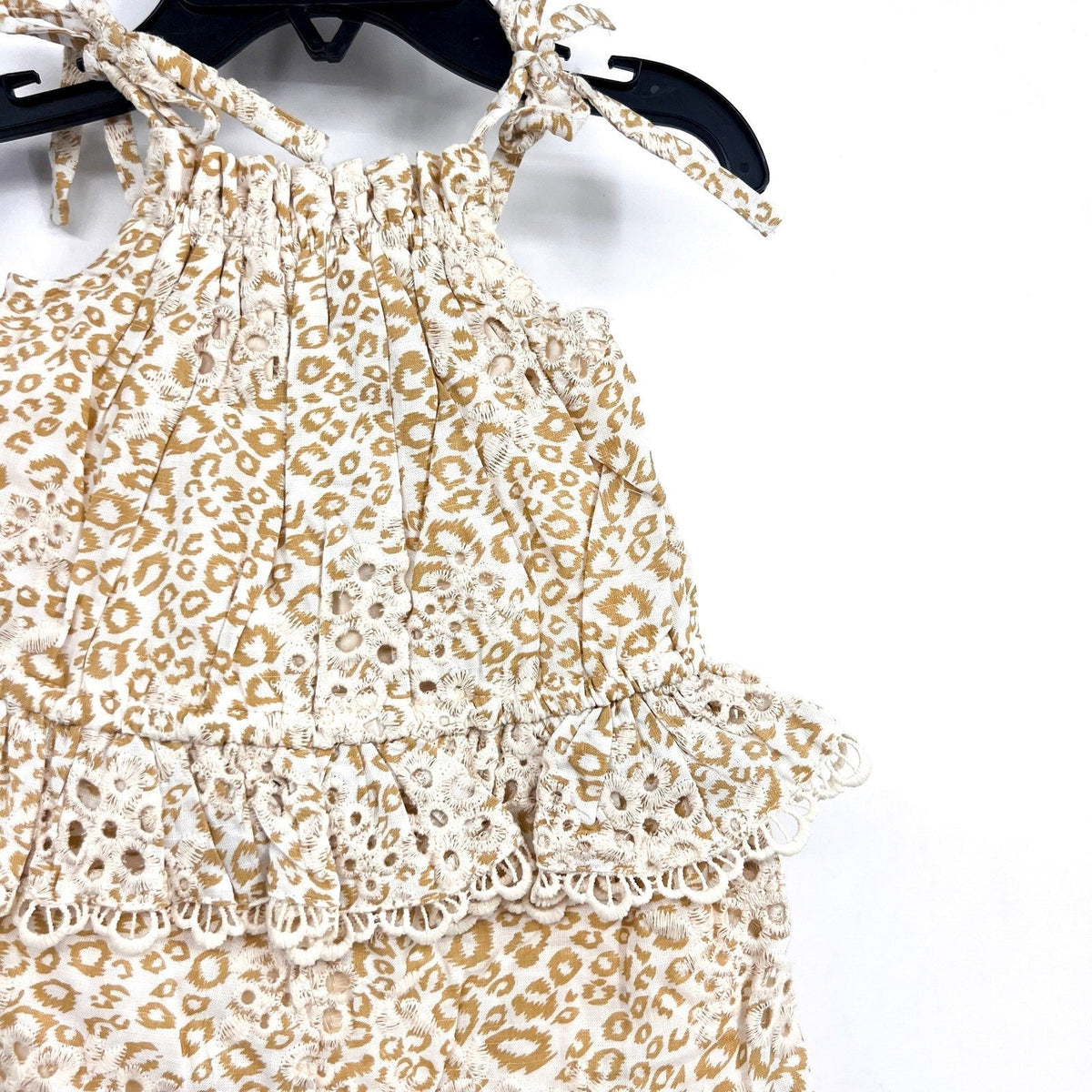 BARDOT JUNIOR Baby Leopard Trim Romper 12-18 Months Cream Beige Peplum NWT