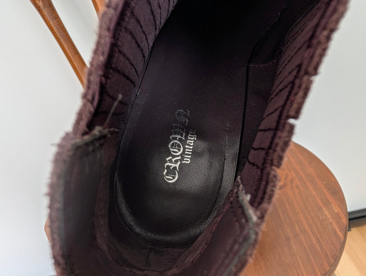 Crown Vintage Plum Suede Heeled Ankle Boots - 8.5