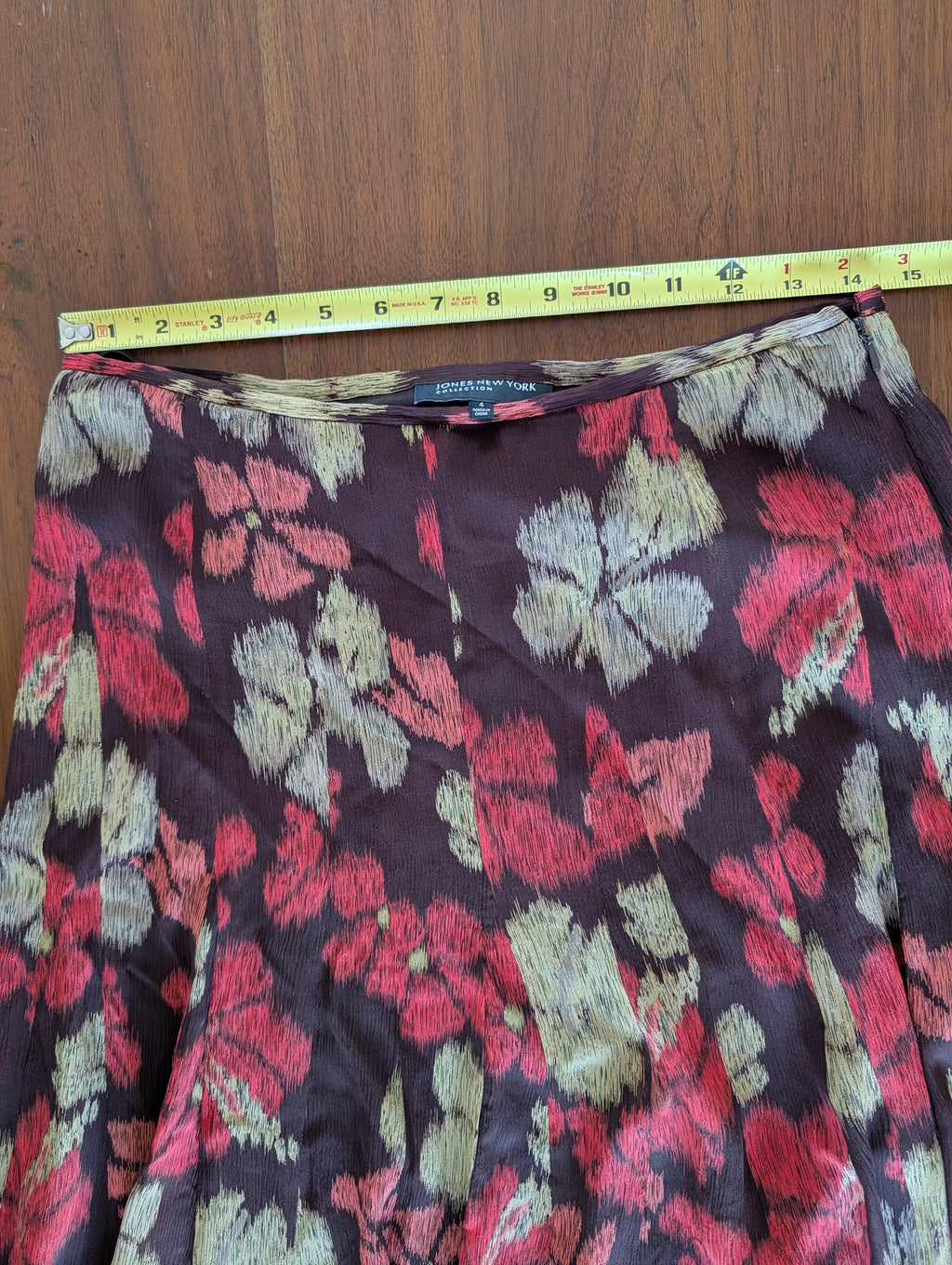 Jones New York 100% Silk Floral Midi Skirt - 4
