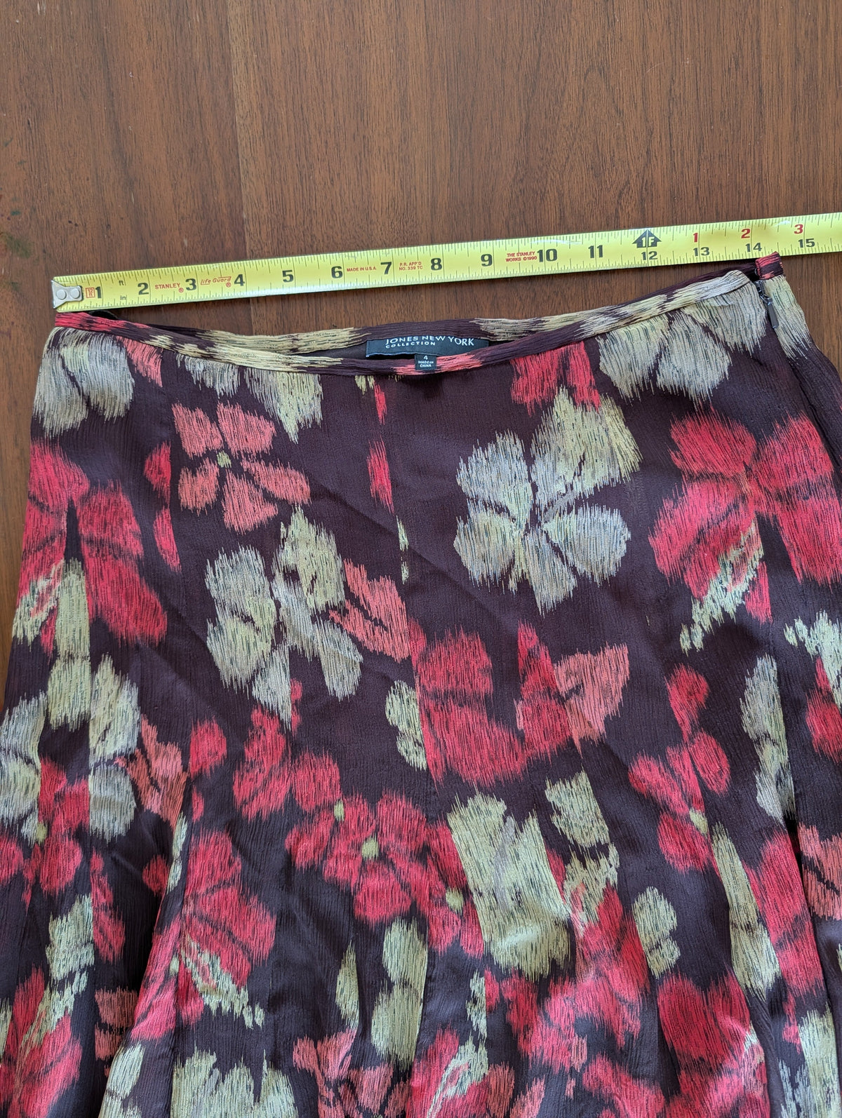 Jones New York 100% Silk Floral Midi Skirt - 4