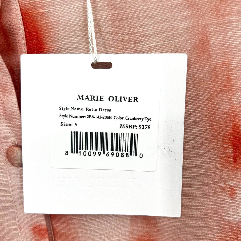MARIE OLIVER Women's Retta Shift Dress Small Pink Cranberry Dye Linen Silk NWT
