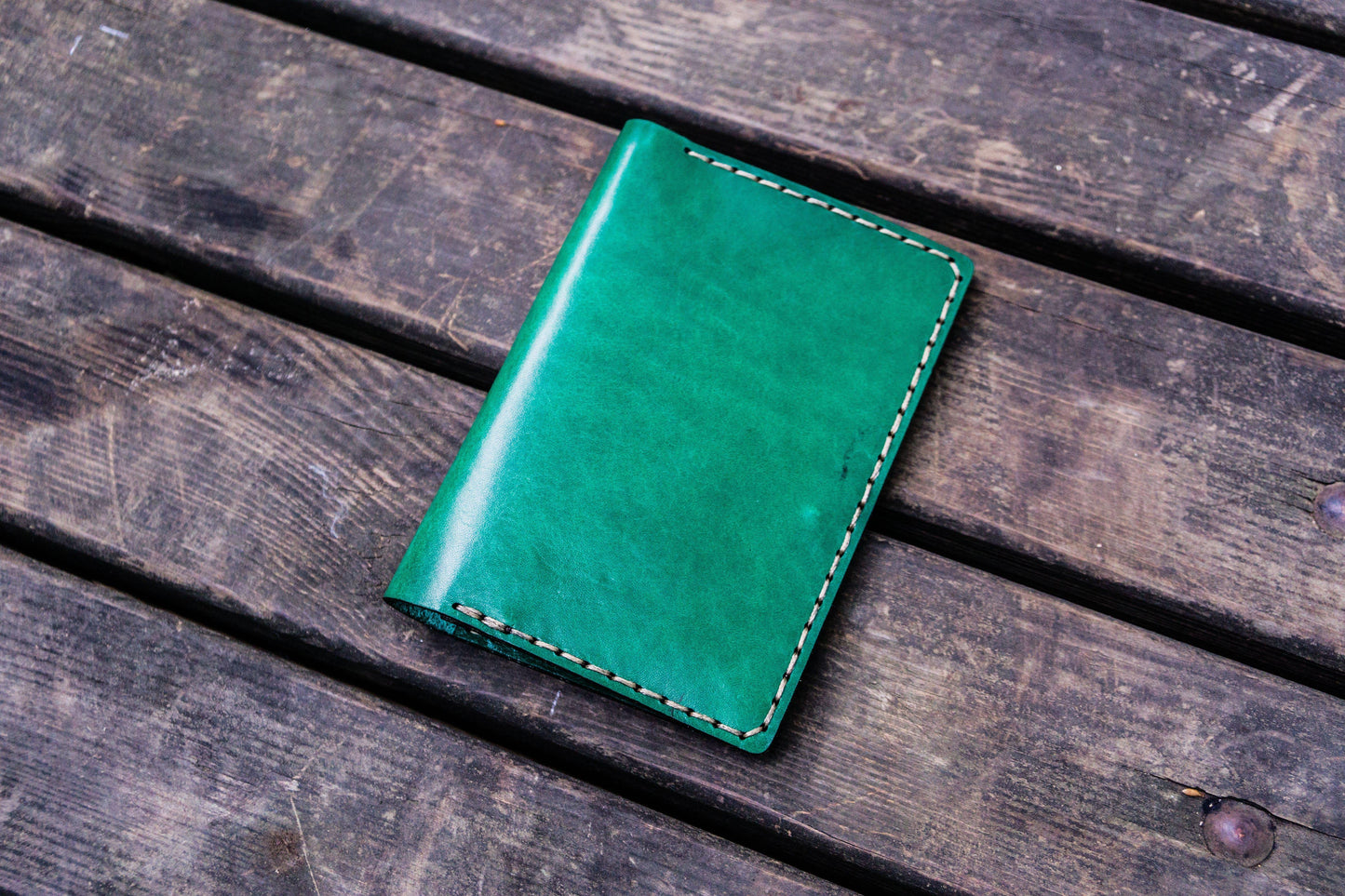 No.44 Personalized Leather Field Notes Cover - Green