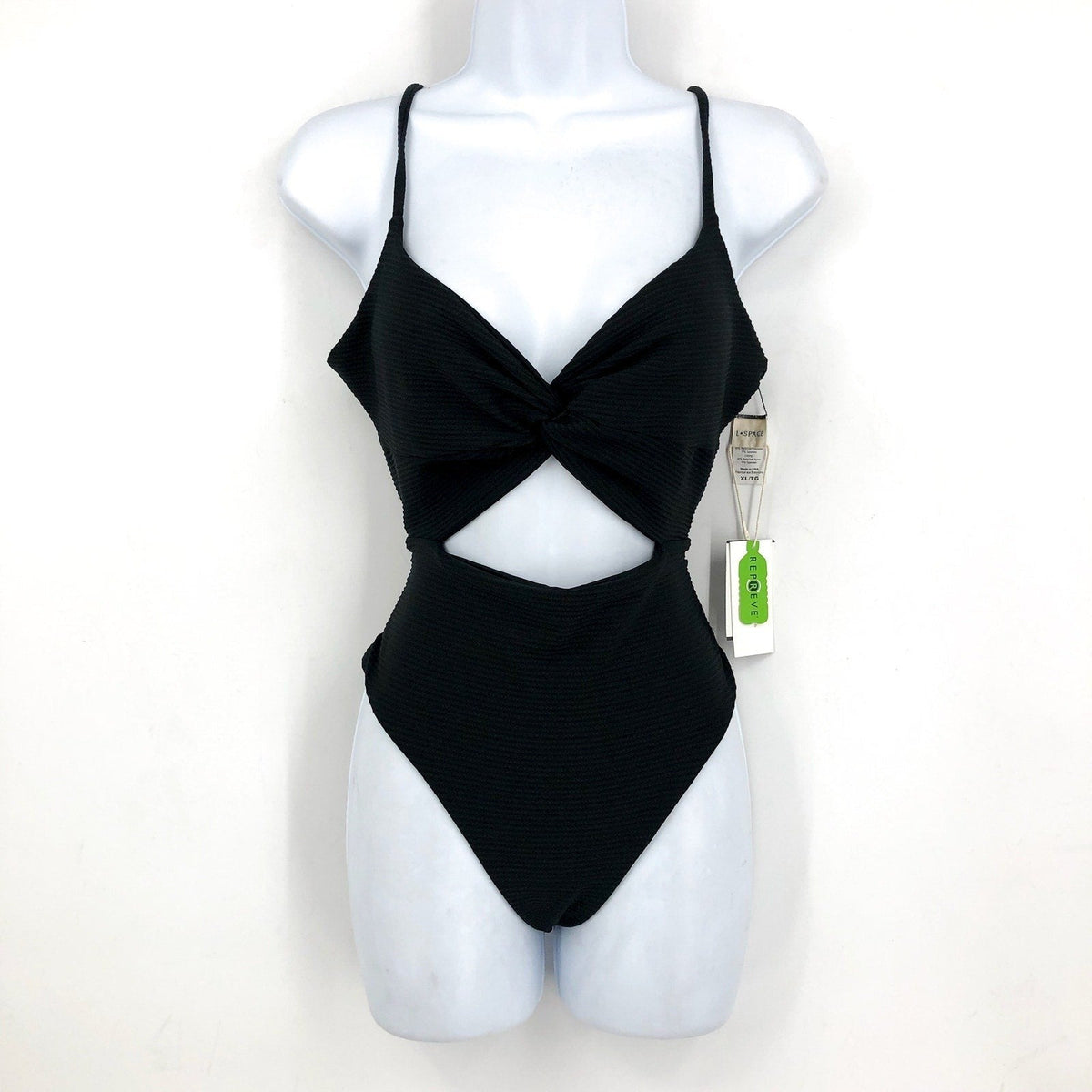 L*SPACE Women's Kyslee One Piece Swimsuit XL Black Eco Chic Repreve Twist NWT