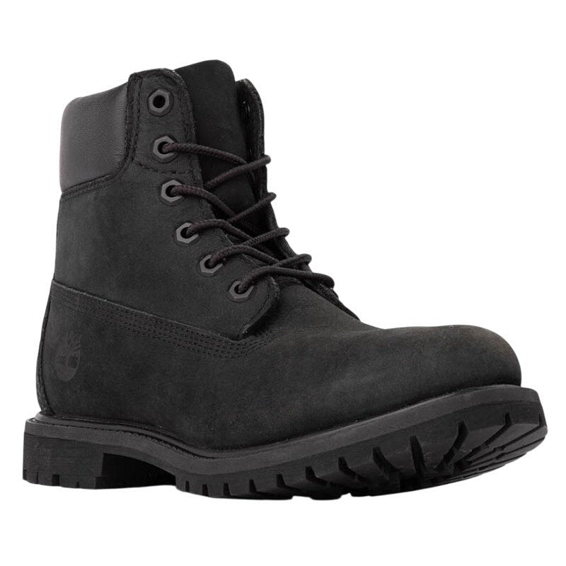 Timberland Premium Womens 6" Ankle Boots Size 6.5 Black Nubuck Leather WP NIB