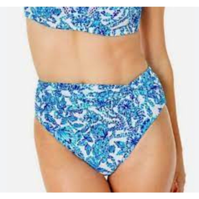LILLY PULITZER Yarrow High-Waisted Bikini Bottom Size 2 Blue Turquoise Oasis NWT