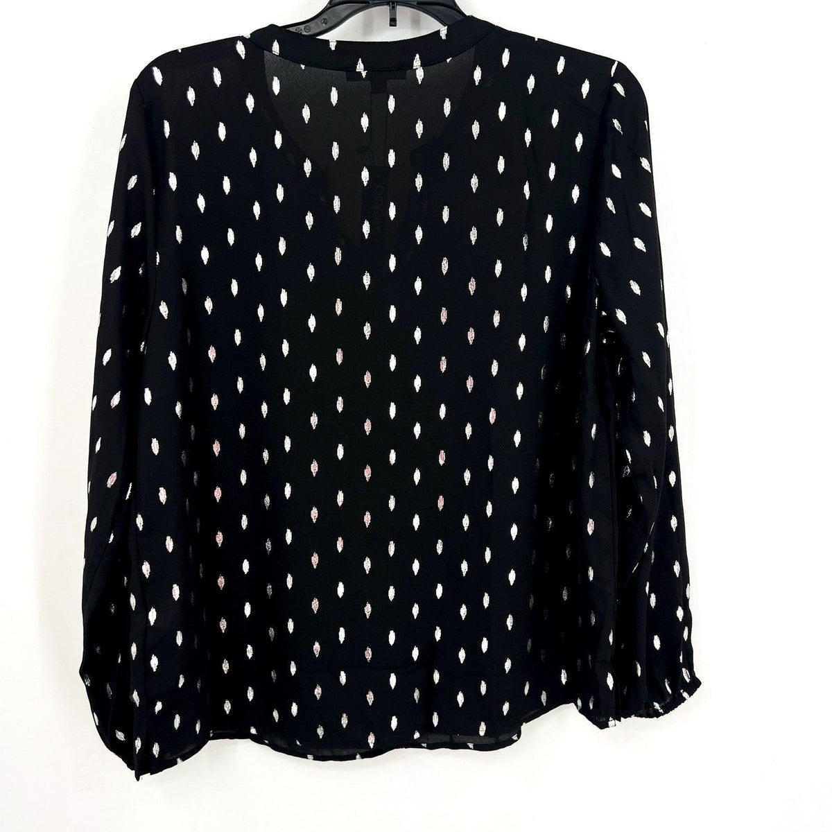 STITCH FIX - PAPERMOON Womens V Neck Blouse Small Black Silver Print NWT