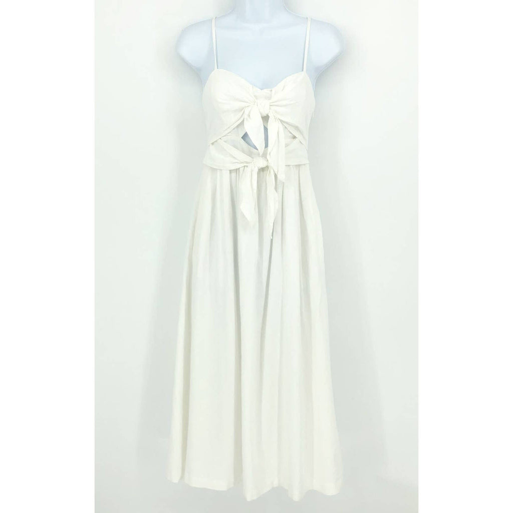 MADEWELL Sweetheart Midi Tank Dress Size 4 White Double-Tie Cutout NL181 NWT