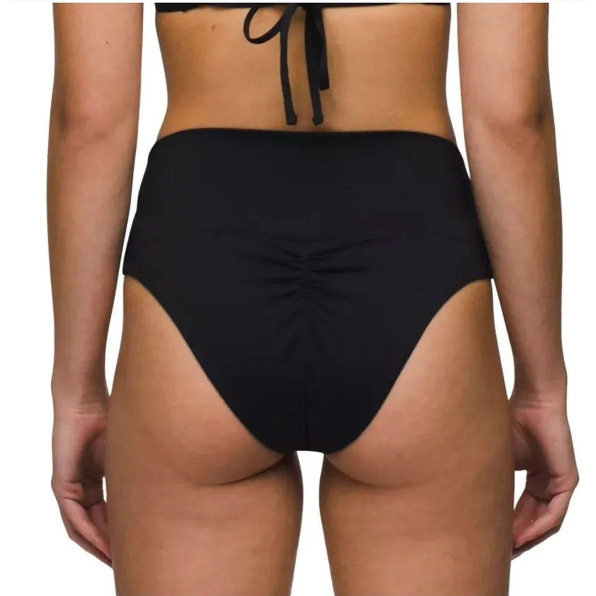 PRANA Women's Aurelia Bikini Bottom XL Black Ottoman High Waist Swim NWT