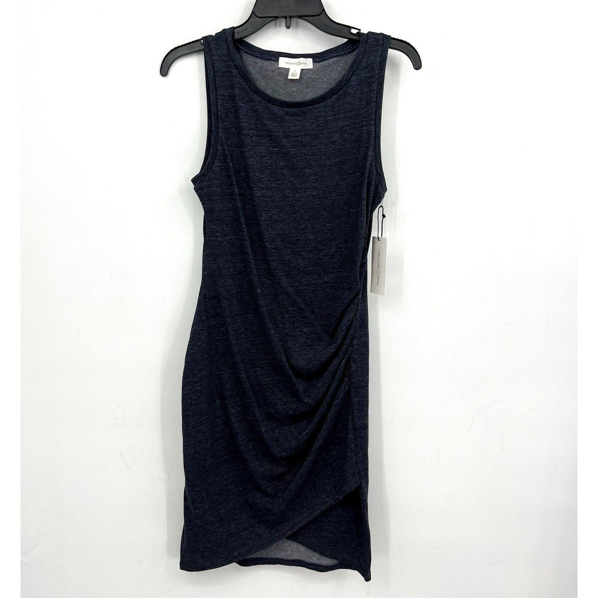 TREASURE & BOND Ruched Jersey Tank Dress Small Gray Blue Sleeveless NWT