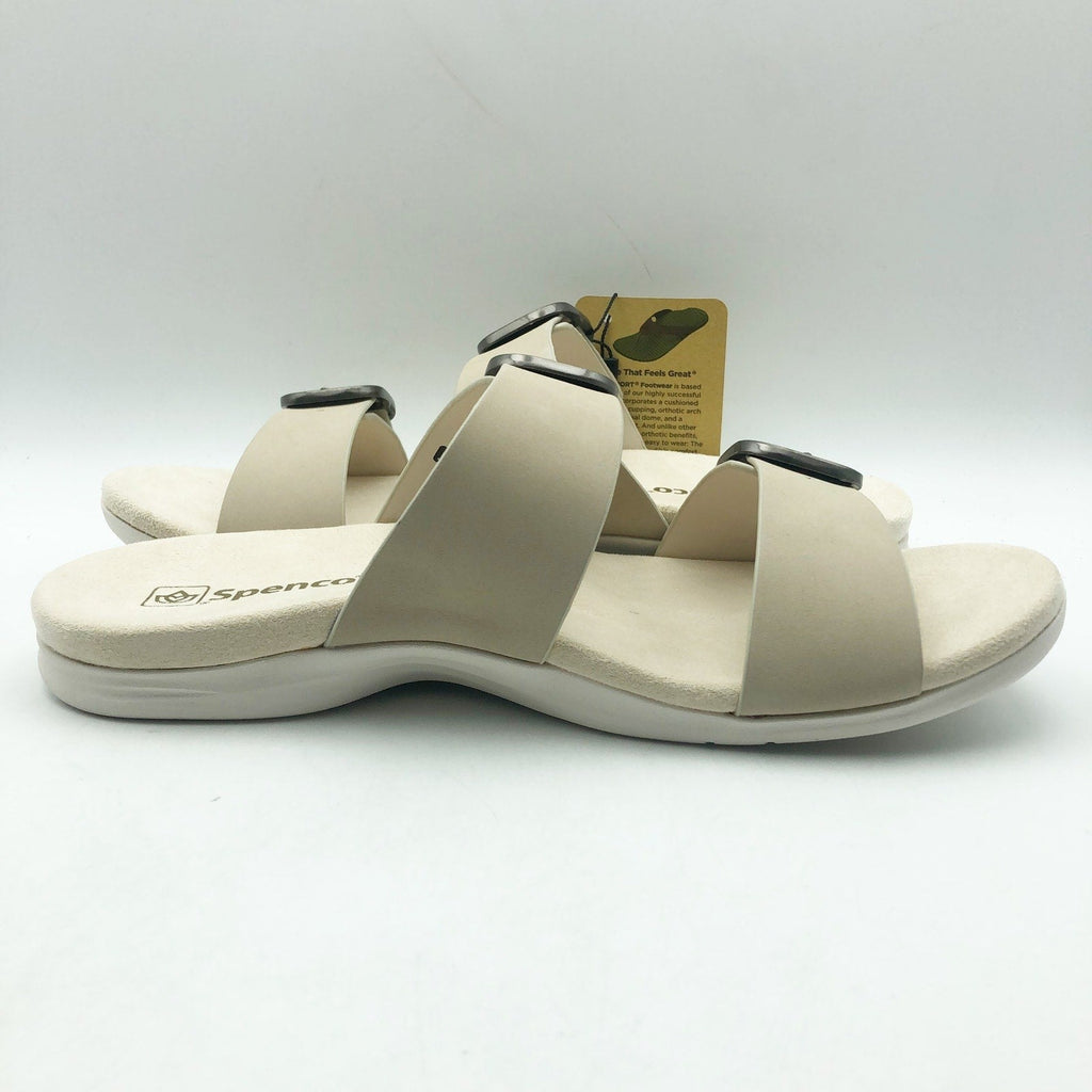 Spenco Womens Vista Slip On Sandals Size 7.5 Grey Morn Leather Comfort APMA NIB