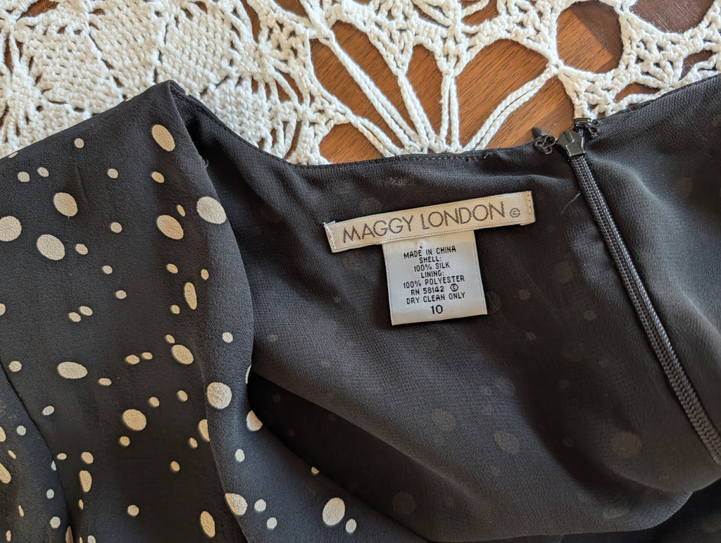 Vintage Silk Polkadot Bow Dress - 10