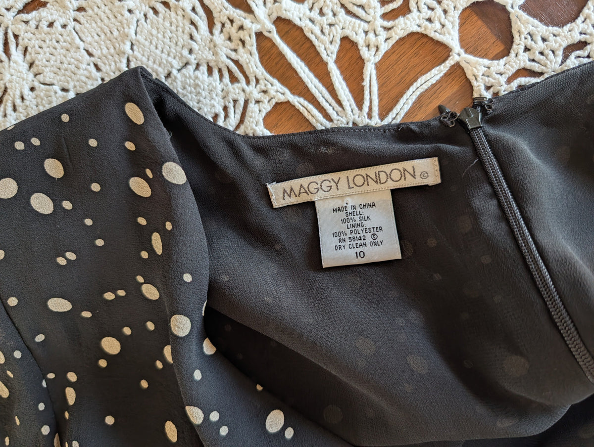 Vintage Silk Polkadot Bow Dress - 10