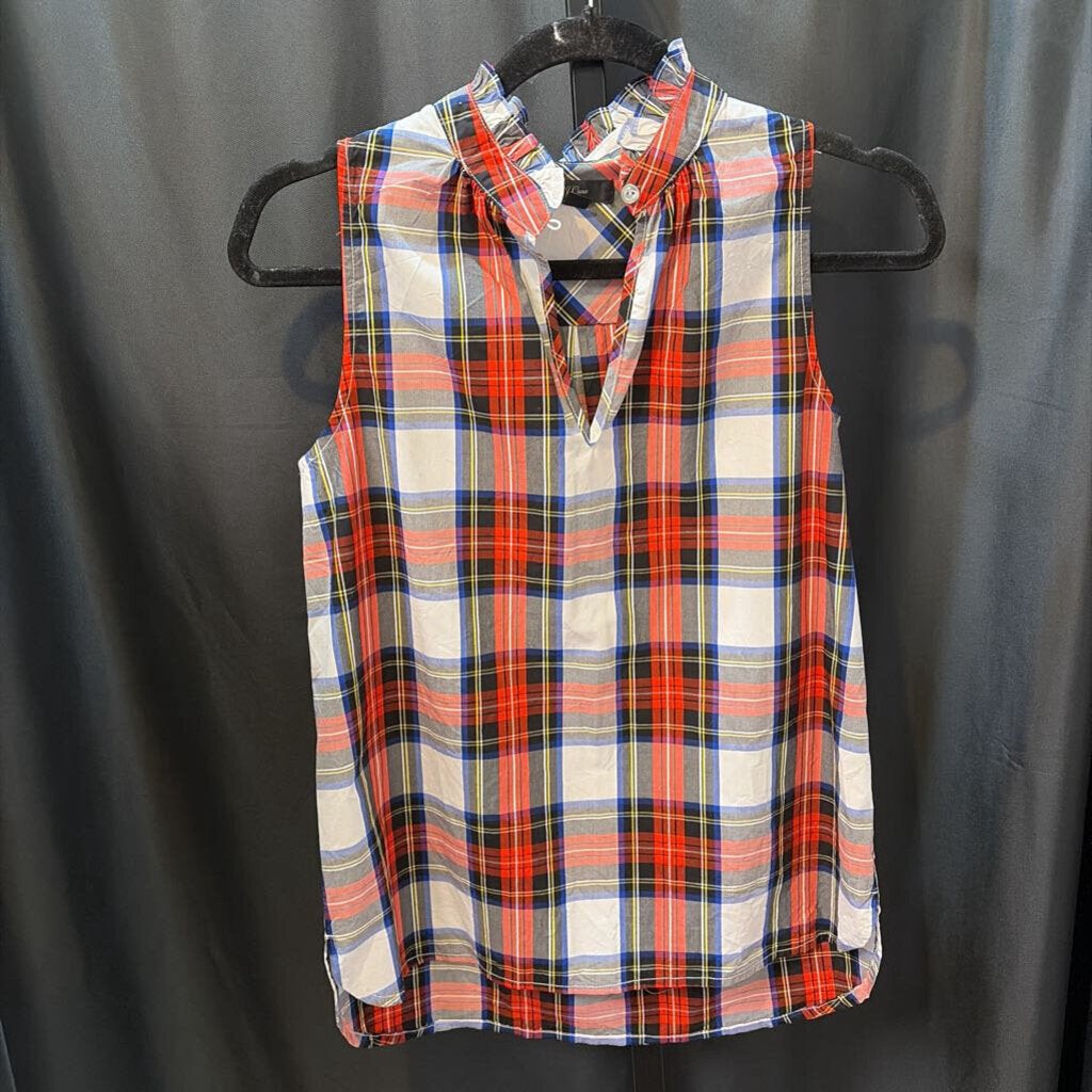 J Crew Plaid Tank Ruffle TOPS 00