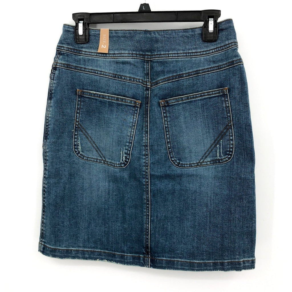 PRANA Women's Broadway Denim Pencil Skirt Size 2 True Blue Organic Cotton NWT