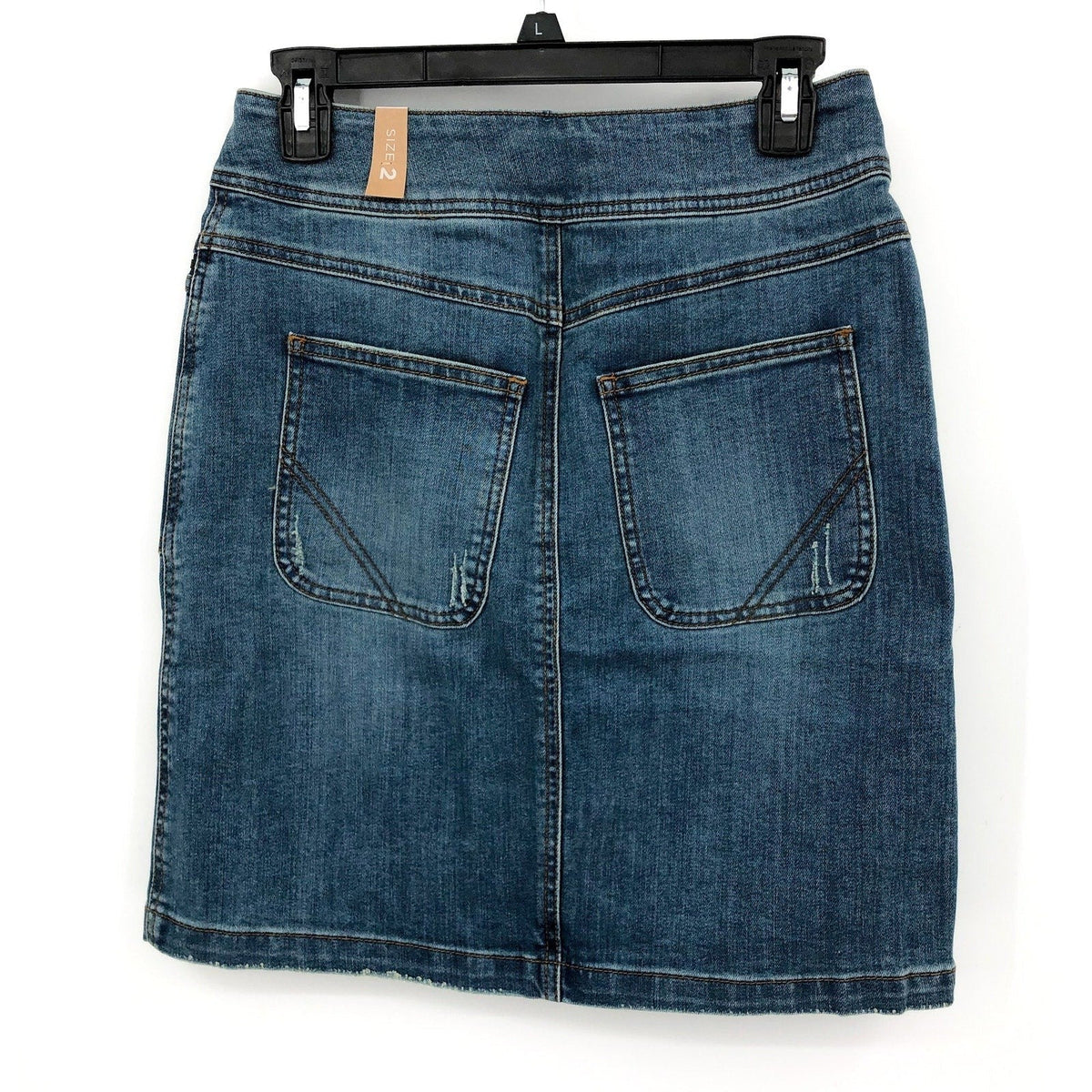 PRANA Women's Broadway Denim Pencil Skirt Size 2 True Blue Organic Cotton NWT
