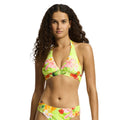 SEAFOLLY Womens Tropique Multi Fit Triangle Bikini Top Size 6 Green Longline NWT