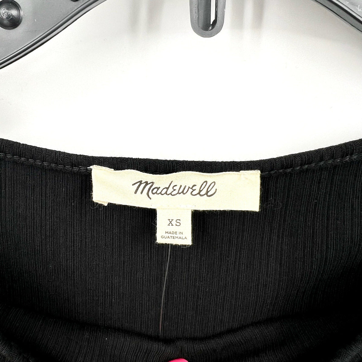 MADEWELL Women's Boat Neck Rib Top XS Jet BlackLong Sleeve NS805 NWT
