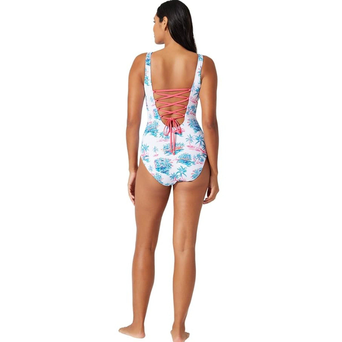 TOMMY BAHAMA Island Cays Oasis One-Piece Swimsuit Size 14 Pink Reversible NWT