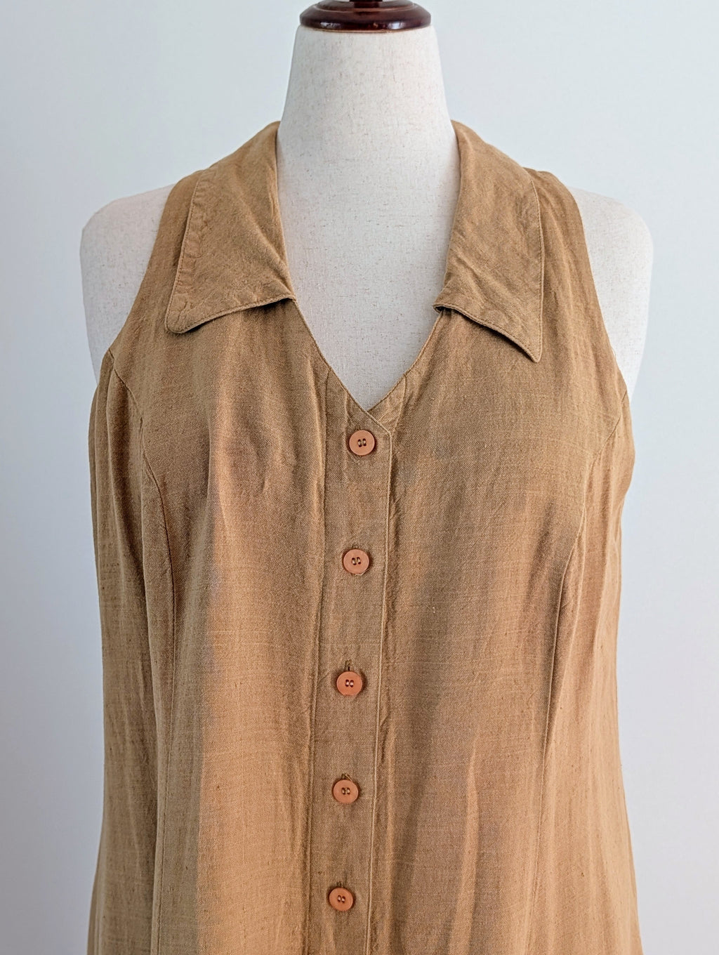 Vintage Lane Bryant Linen Button-Front Midi Dress - 16