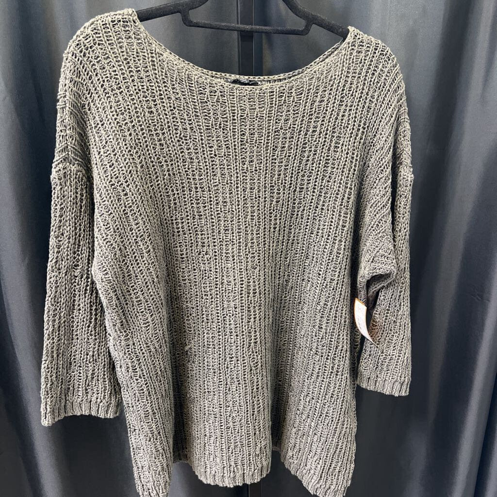 Eileen Fisher Knit Linen Cotton 3/4 Slv SWEATERS XL