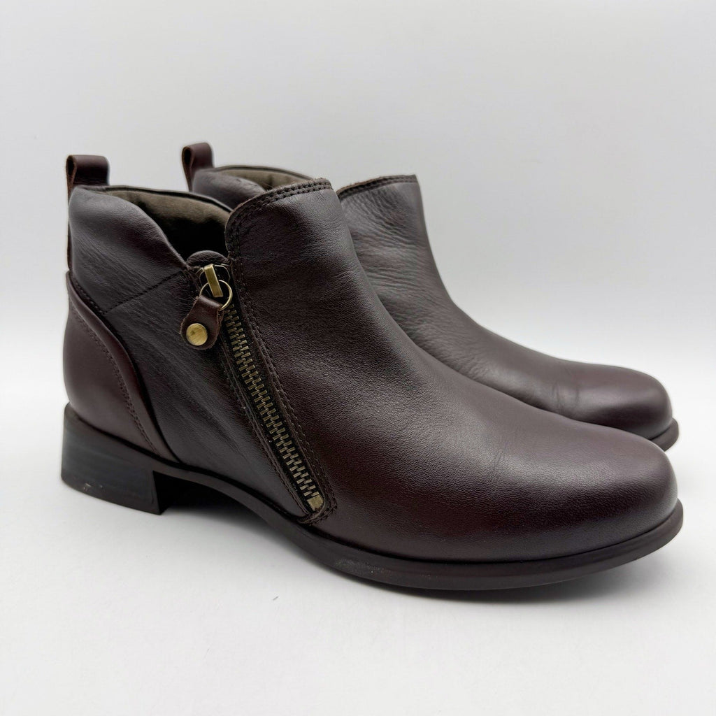 Munro Womens Neko Ankle Booties Size 7 WIDE Black Brown Leather NWOB