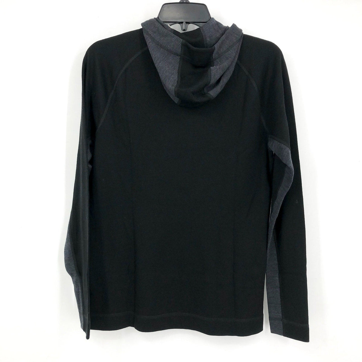 SMARTWOOL Womens Thermal Merino Base Layer 1/2 Zip Hoodie Large Black Gray NWT