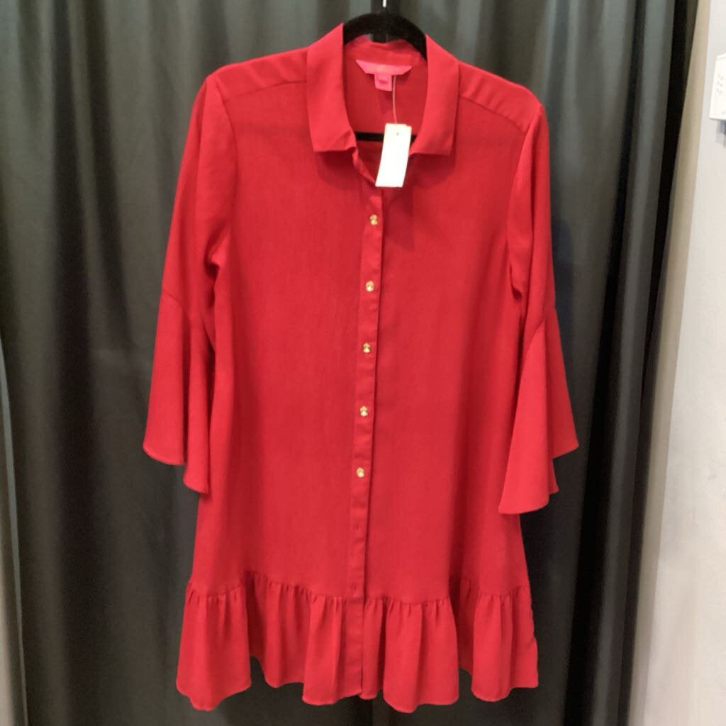 Lilly Pulizter Ruffle LS Collared DRESSES S