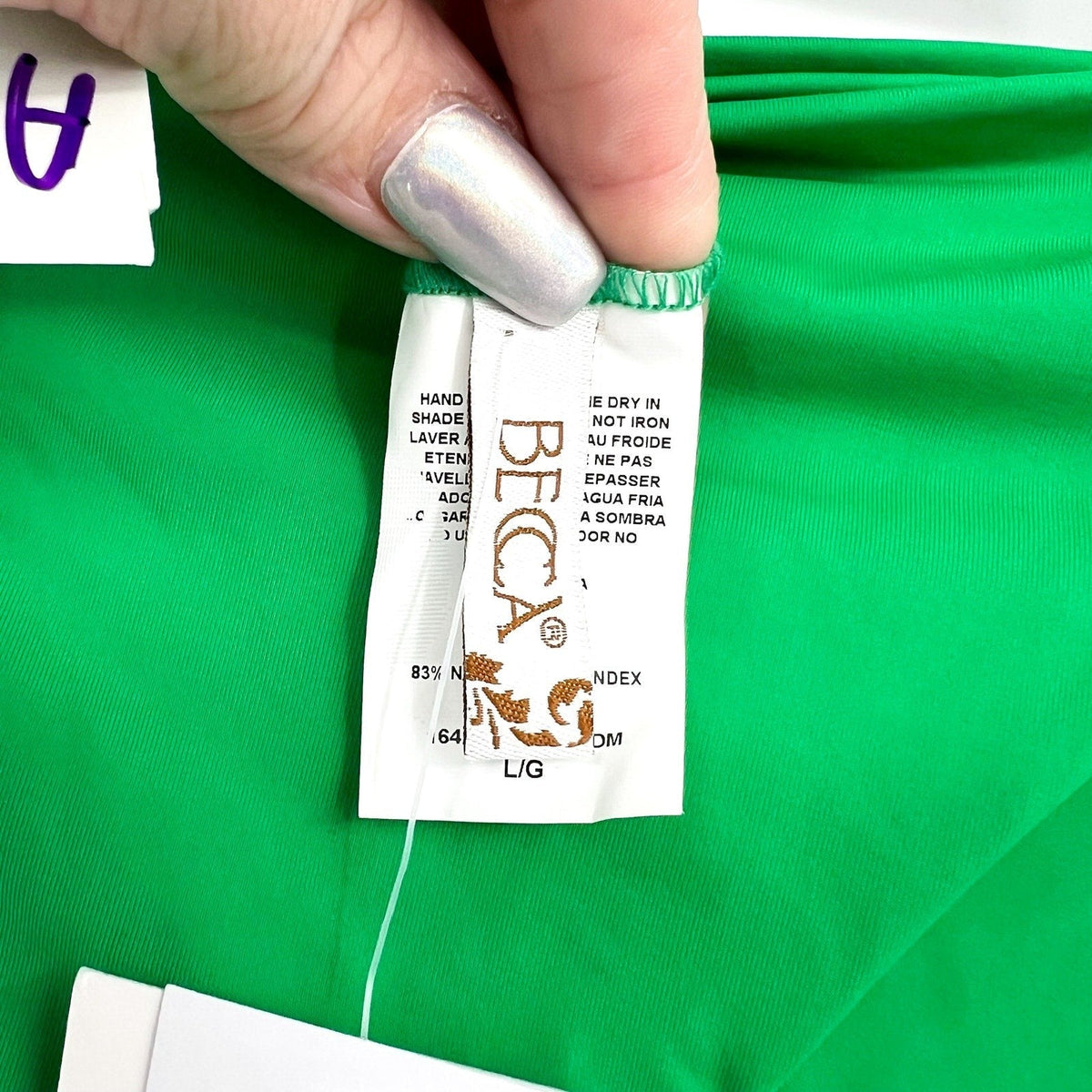 BECCA Women's Ring Hipster Bikini Bottom Large Evergreen Marble Canyon NWT