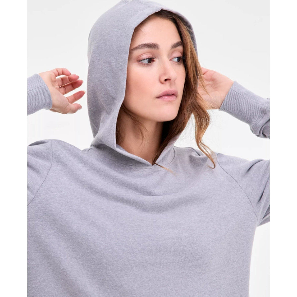 IDEOLOGY Women's Fleece Hoodie Large Grey Zinc Heather Sweatshirt NWT