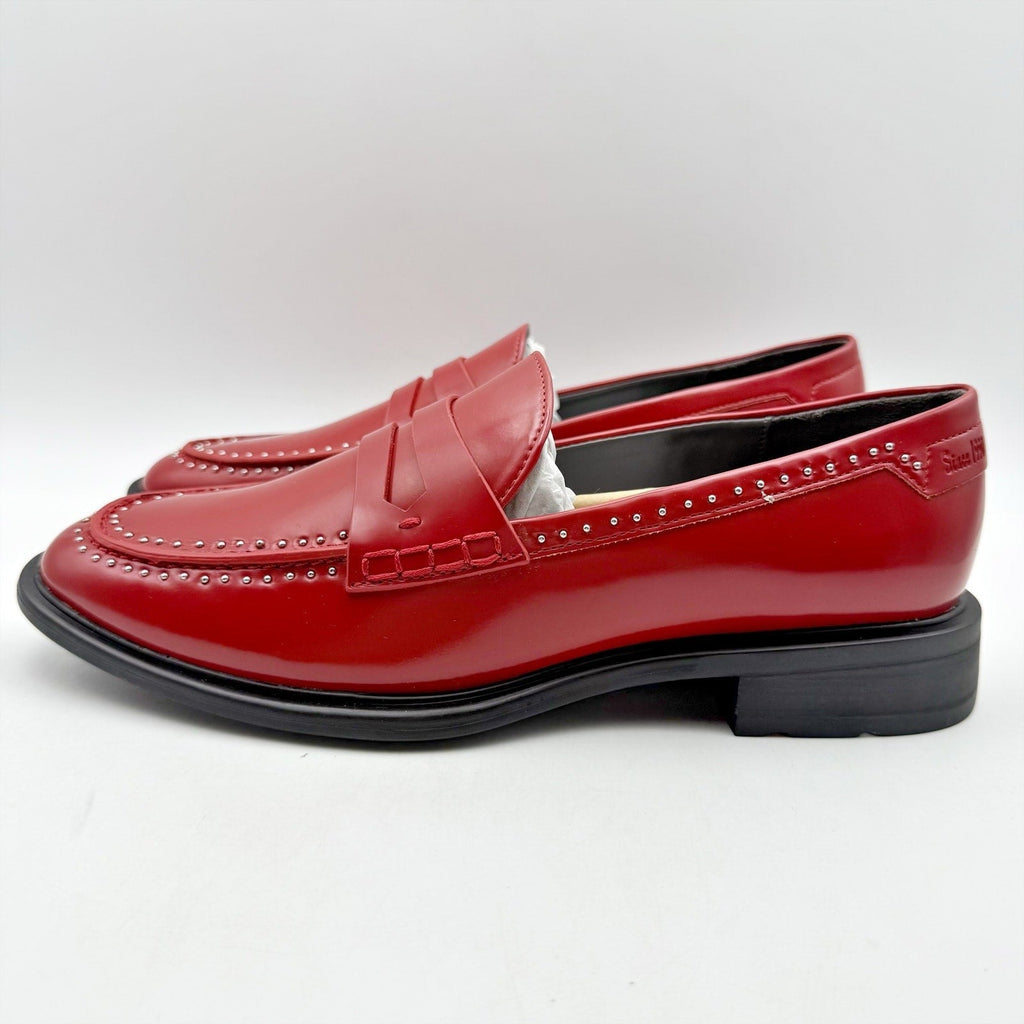 Franco Sarto Womens Eden Studded Loafers US 9 M EU 40 Red Slip On NWOB