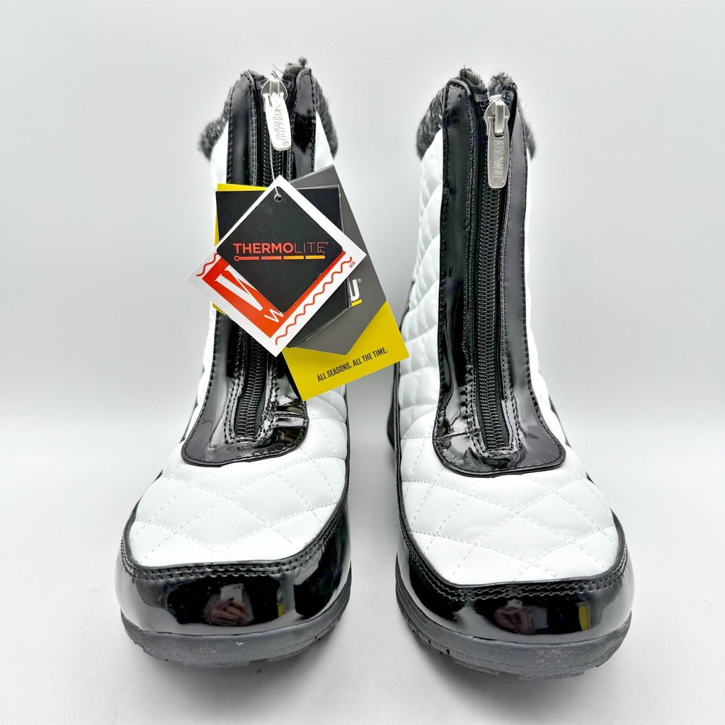 Khombu Womens Megan Snow Boots US 9 White Black Waterproof NIB