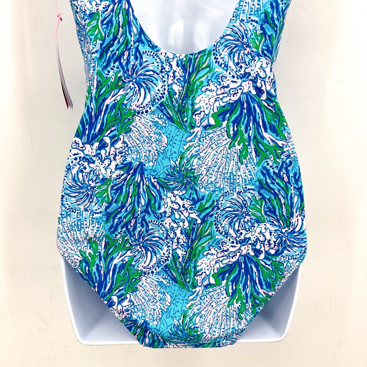 LILLY PULITZER Brin Scoopneck One-Piece Swimsuit Size 14 Blue Las Olas Aqua NWT