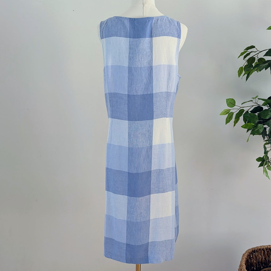 J.Jill Love Linen Gingham Tie-Waist Dress - L