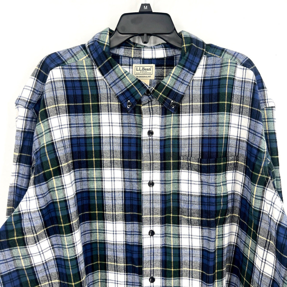 L.L. BEAN Mens Scotch Plaid Flannel Shirt 3XL Blue Vintage Tartan NWT