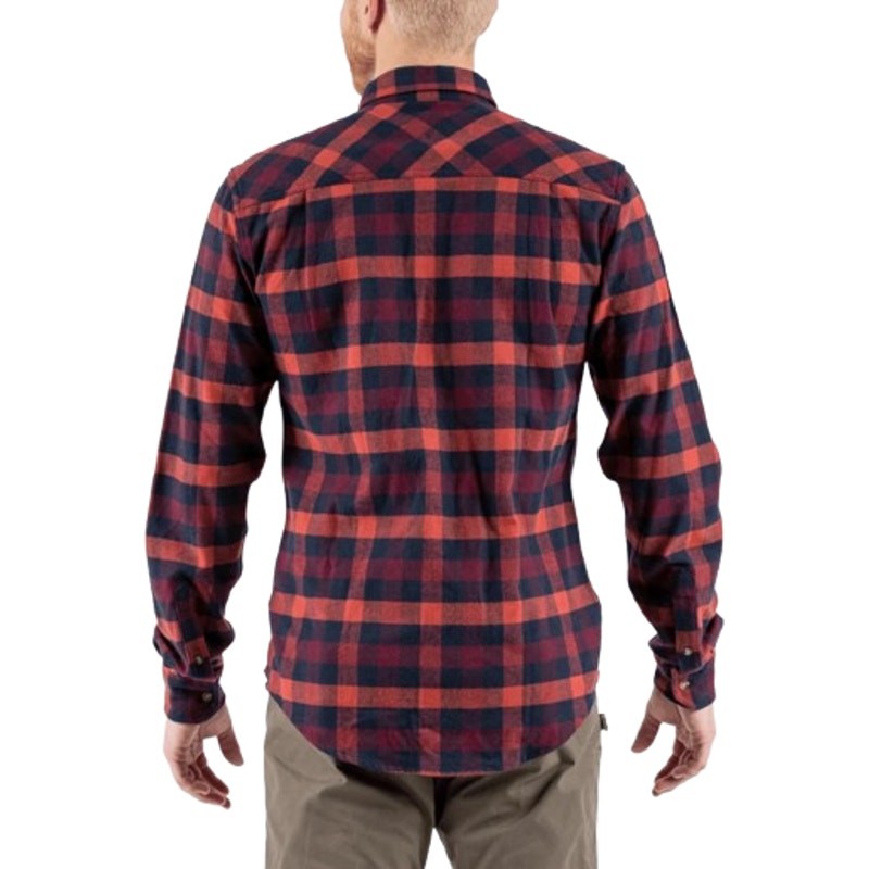 FJALLRAVEN Men's Skog Flannel Shirt Medium Slim Fit Navy Blue Red Plaid NWT
