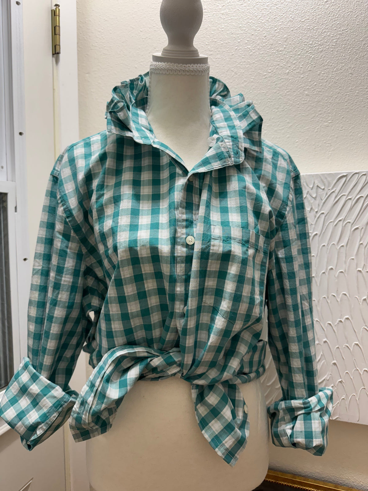 First Fall Drop - Brand New JCrew - Turquoise Gingham Long Sleeve - Multiple Sizes