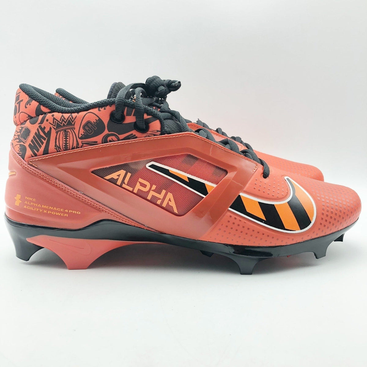 Nike Mens Alpha Menace 4 Pro NRG Molded Football Cleat Size 10 Orange Black NWOB