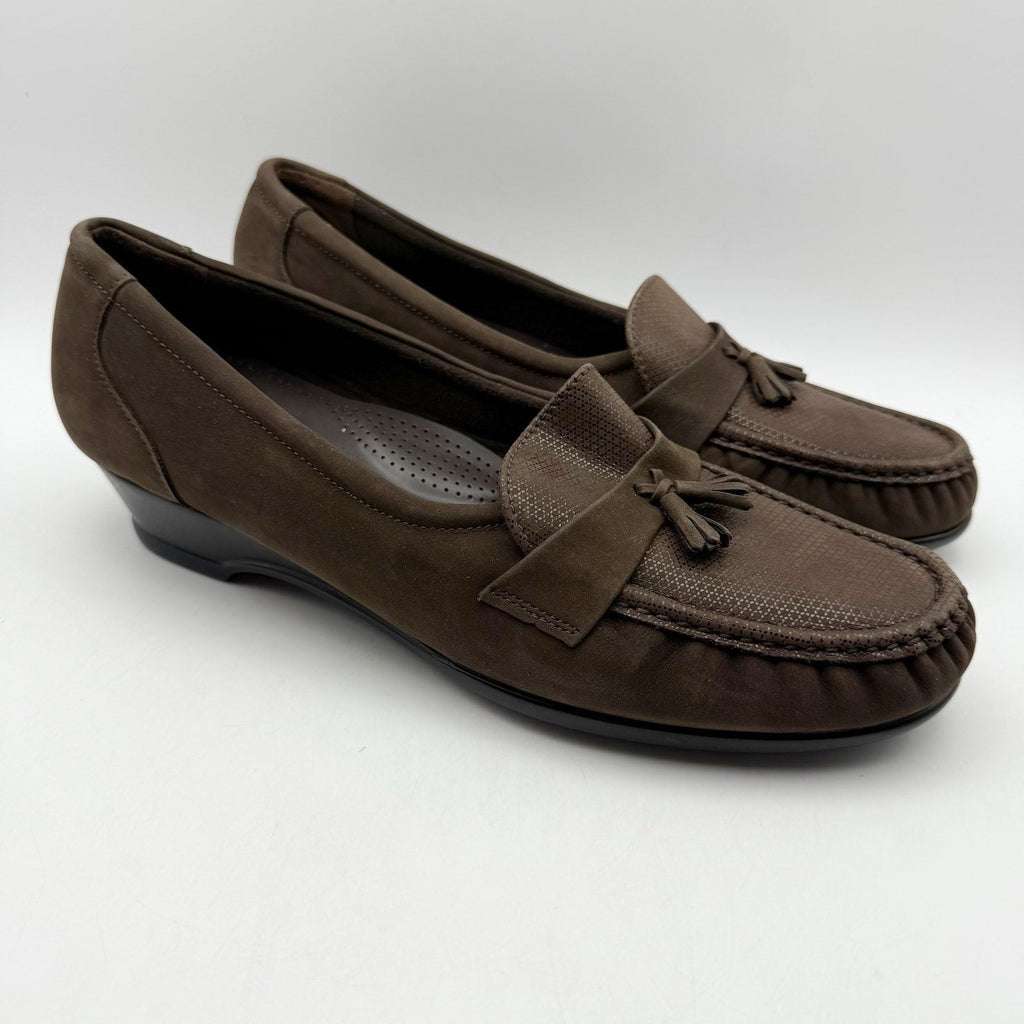 SAS Womens Taylor Wedge Loafers Size 12 M EU 42.5 Brown Leather NIB