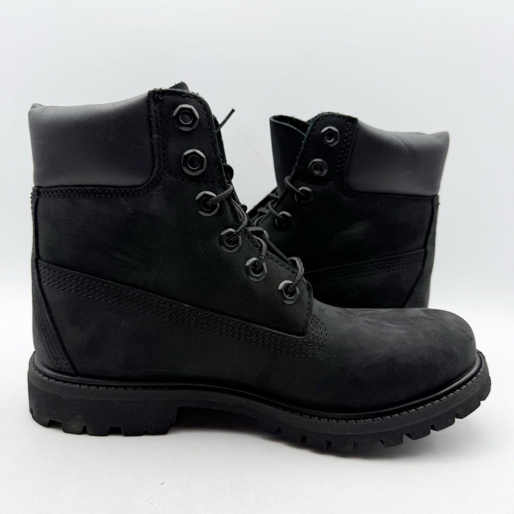 Timberland Premium Womens 6" Ankle Boots Size 6.5 Black Nubuck Leather WP NIB