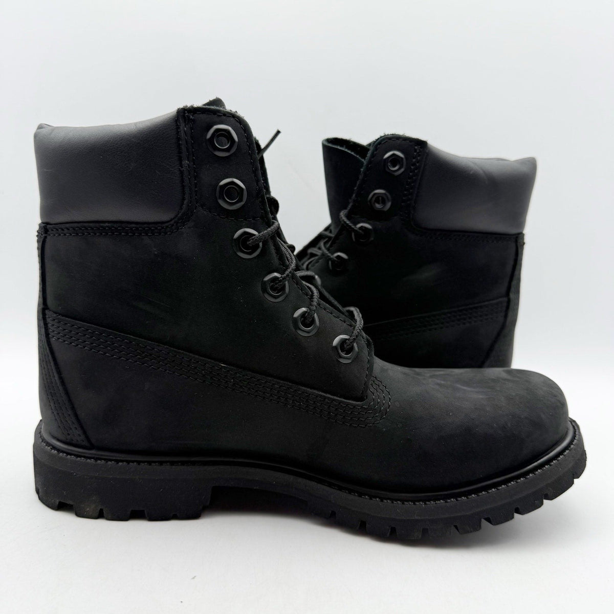 Timberland Premium Womens 6" Ankle Boots Size 6.5 Black Nubuck Leather WP NIB