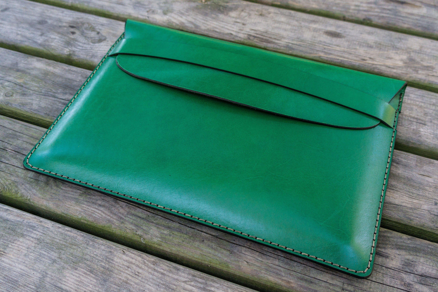 Personalized Leather MacBook Sleeves - Green