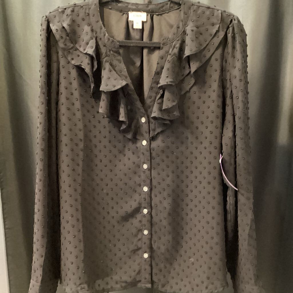 J Crew Textured Ruffle LS TOPS XL