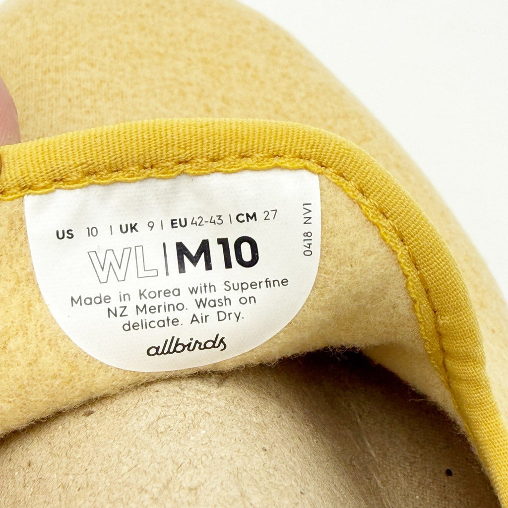 AllBirds Mens Wool Lounger Casual Sneakers Size 10 EU 42.5 Yellow Slip On NWOB