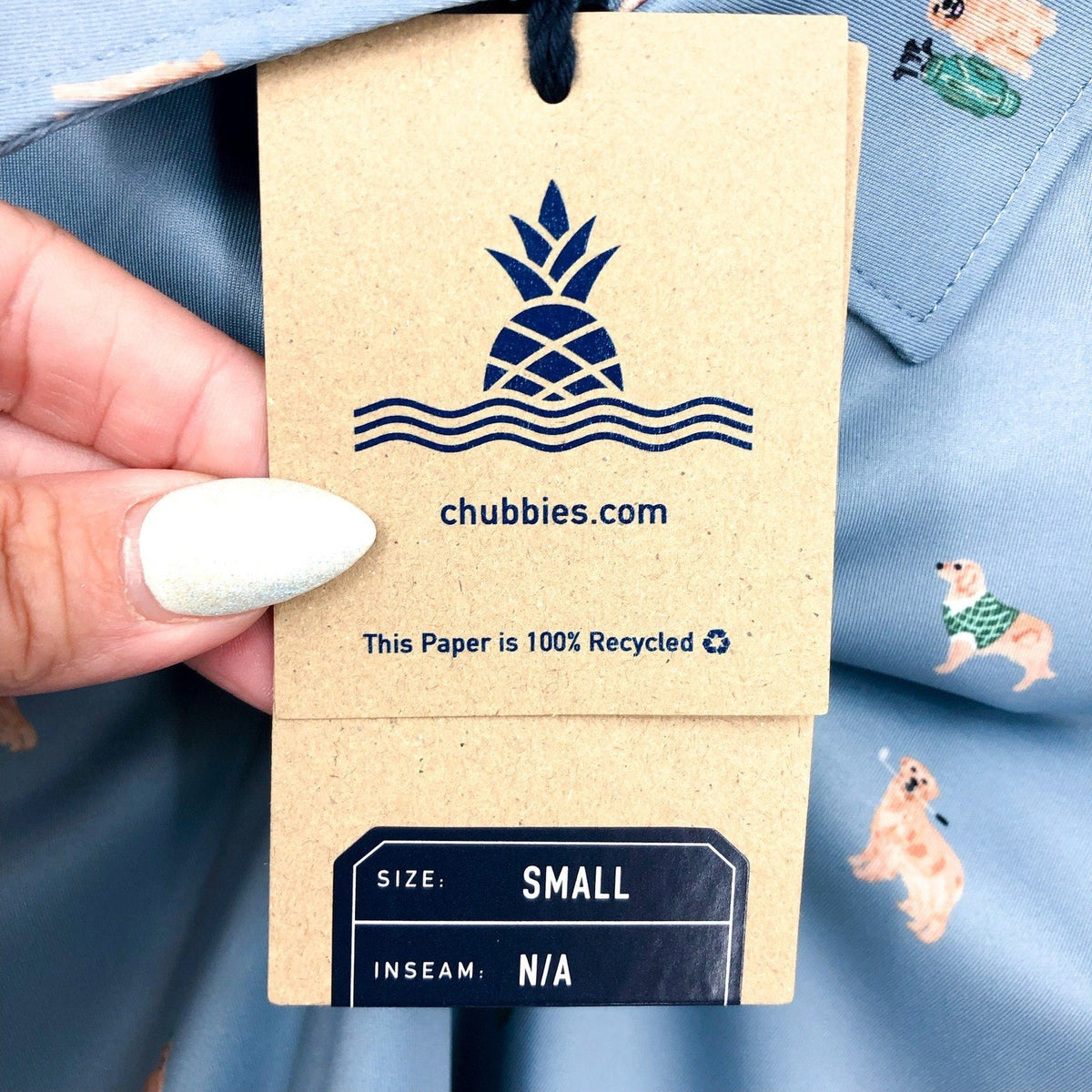 CHUBBIES Mens Performance Polo Small Light Blue Barkin' Up The Wrong Tree NWT