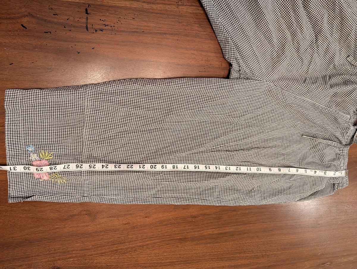 Cotton Gingham Plaid Floral Capris - XL