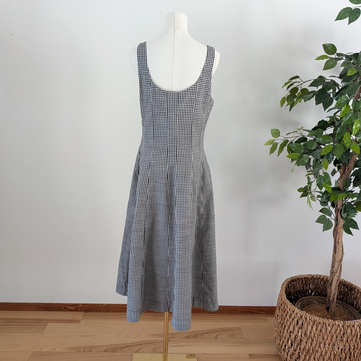 Gingham Plaid Midi Dress -6/S