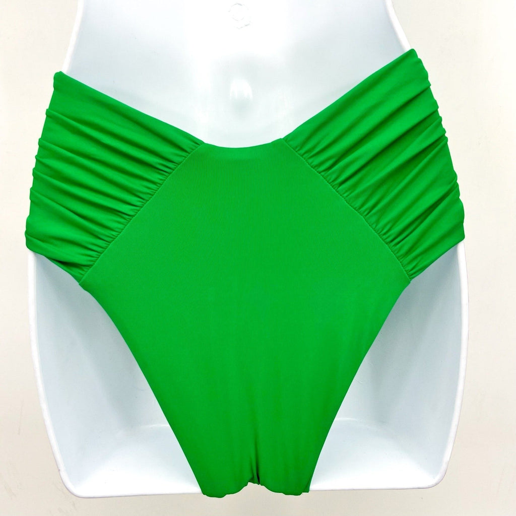 BECCA Color Code French Cut Bikini Bottom Small Emerald Green Shirred NWT