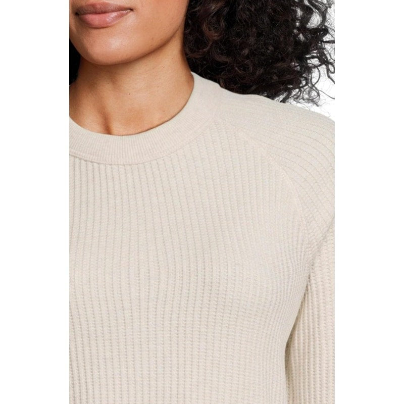 FAHERTY Women's Legend Waffle Layering Crew Shirt Small Oatmeal Cream NWT