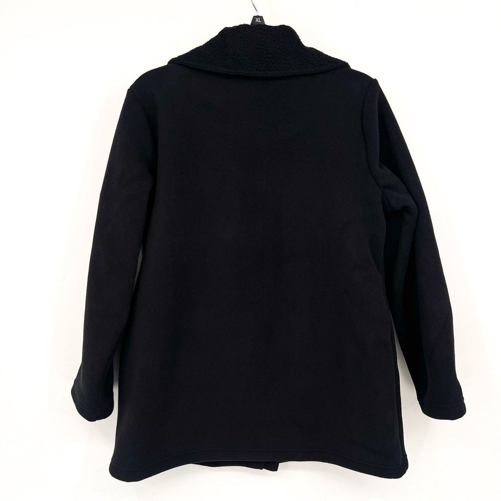 DENIM & CO. Women's Fleece Bonded Sherpa Jacket Small Petite Black NWOT