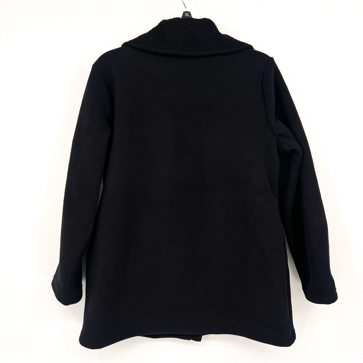 DENIM & CO. Women's Fleece Bonded Sherpa Jacket Small Petite Black NWOT